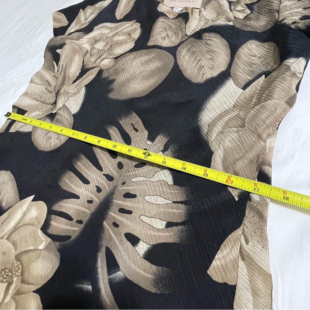 Pat Argenti Silk Floral Fairy Midi Dress (Black/Taupe) - Picture 13 of 15